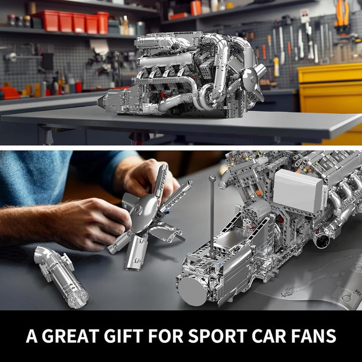 Mould King V8 Kit de modelo de motor doble turbo que