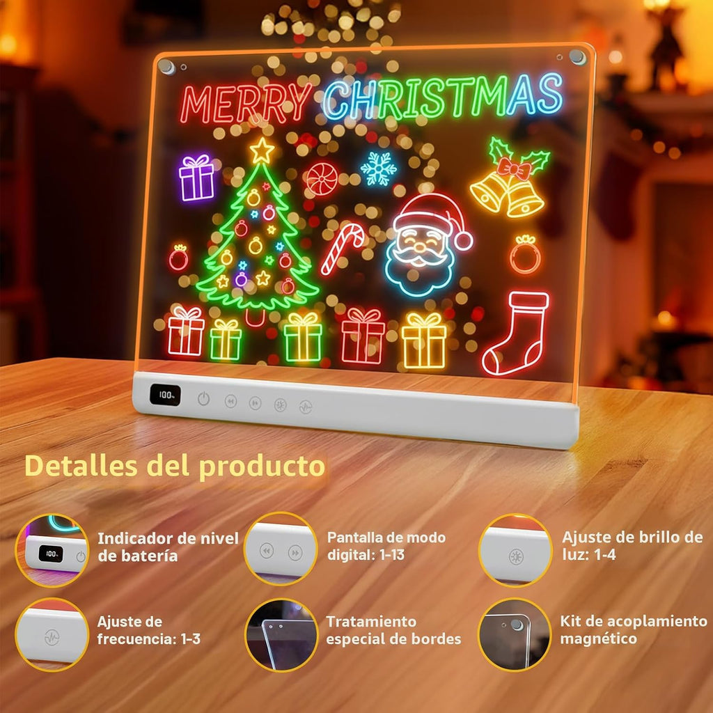 Tablero de dibujo LED con 13 efectos de luz, 16 pulgadas, recargable, para garabatos LED, con colores, tableta de dibujo con luz de neón, regalos para niños, ideas de regalo de Pascua