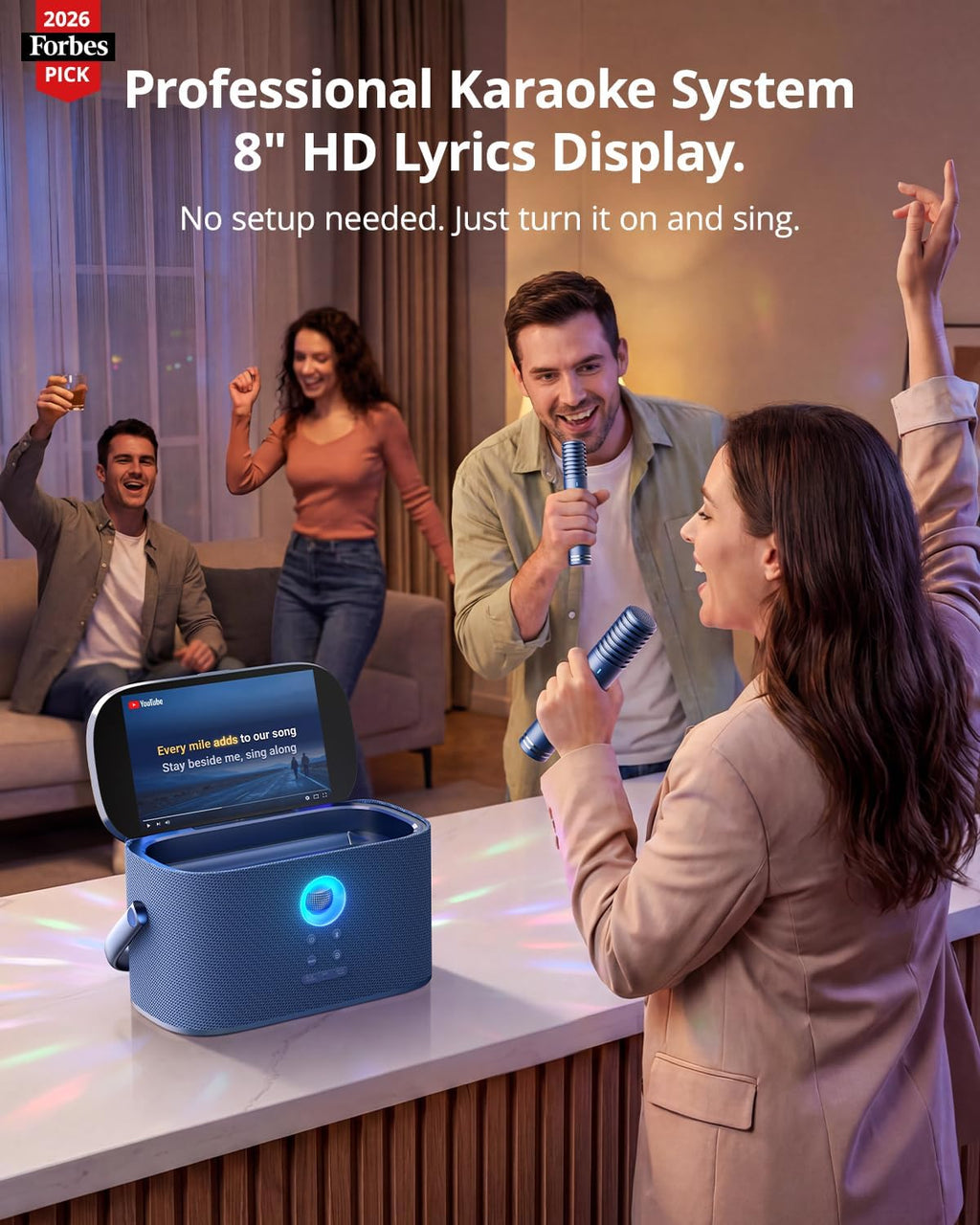 Ikarao Máquina de karaoke para adultos, 2 micrófonos de carga automática
