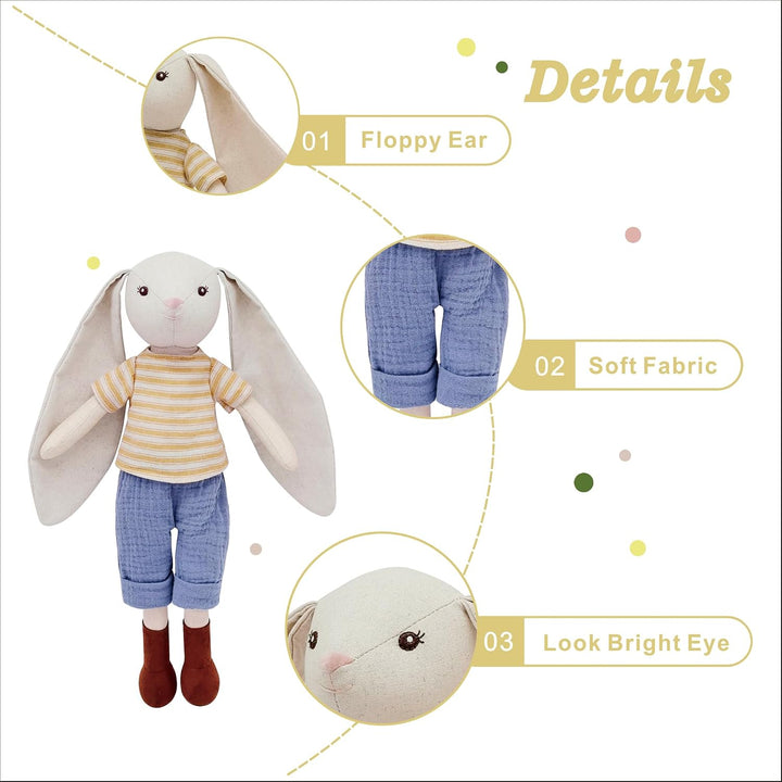 Mikee Fluffie Peluche de conejo de 15 pulgadas para bebé, muñeca de...