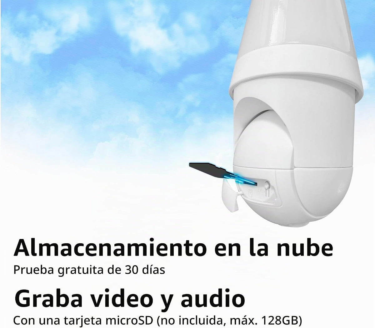 Energizer Cámara de seguridad inteligente con bombilla 2K, luz LED de 1000 lúmenes, cámara de enchufe Wi-Fi 5G y 2.4G para exteriores, seguimiento automático de inclinación panorámica, (detecciones