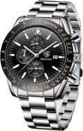 BENYAR Reloj analógico de cuarzo cronógrafo impermeable luminoso de diseñador para hombre, reloj de pulsera para hombre, para negocios, trabajo, deporte, casual, con correa de silicona, elegante