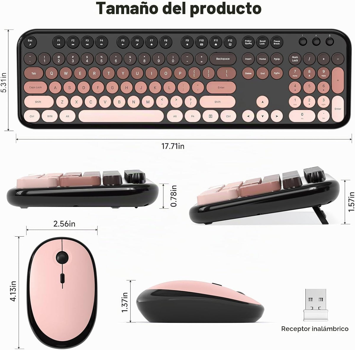 Atelus Combo de teclado y mouse inalámbricos, máquina de escribir,...