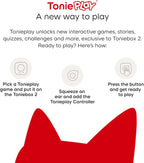 Toniebox 2 Audio Player Bundle para Kids 3+ con Lalalinos Akio, Cosmo, Scout Figurines y Tonieplay Game & Controller - Sunset Red