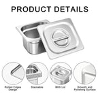Hardura - Sartenes de acero inoxidable de 1/6 de tamaño de 4 pulgadas de