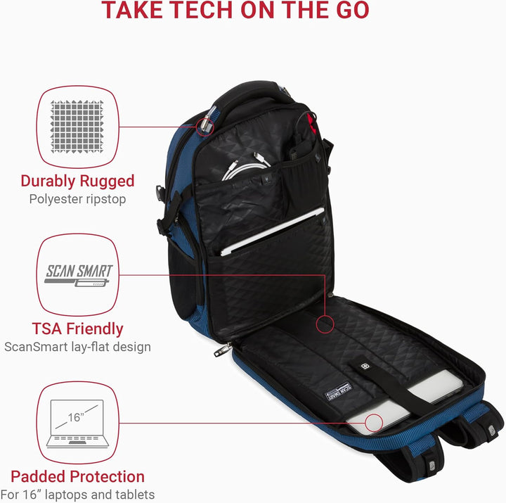 SwissGear 5358 USB ScanSmart Mochila para Portátil de 16", Negr...