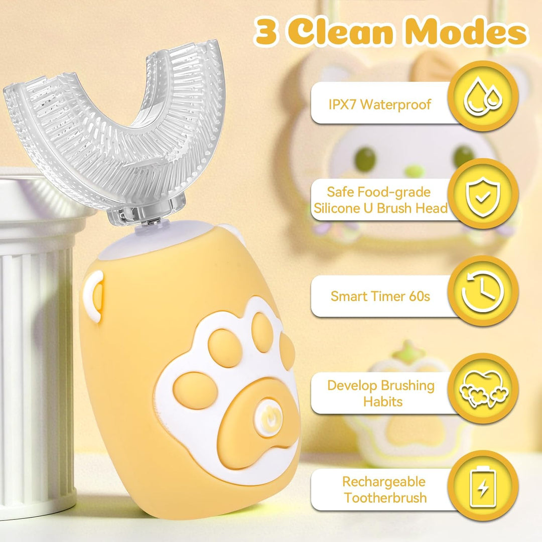 KAQINWX Cepillo de dientes eléctrico en forma de U para niños de 2...