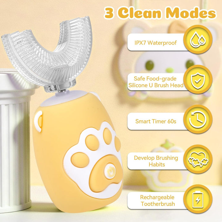 KAQINWX Cepillo de dientes eléctrico en forma de U para niños de 2...