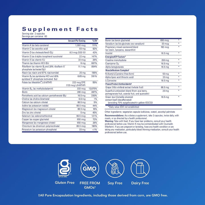 Pure Encapsulations Athletic Nutrients | Complejo multivitamínico\/...