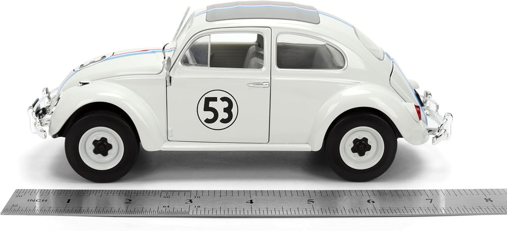 Jada Herbie The Love Bug Volkswagen Beetle Hollywood Rides 1:24 - Vehículo fundido a presión con juguetes para portaneumáticos