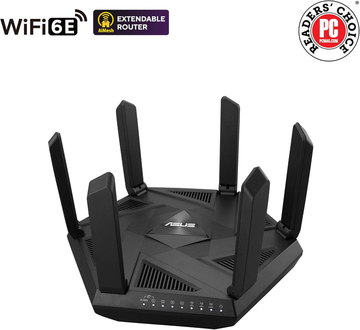 Router ASUS RT-AXE7800 WiFi 6E de tres bandas (802.11ax), banda de...