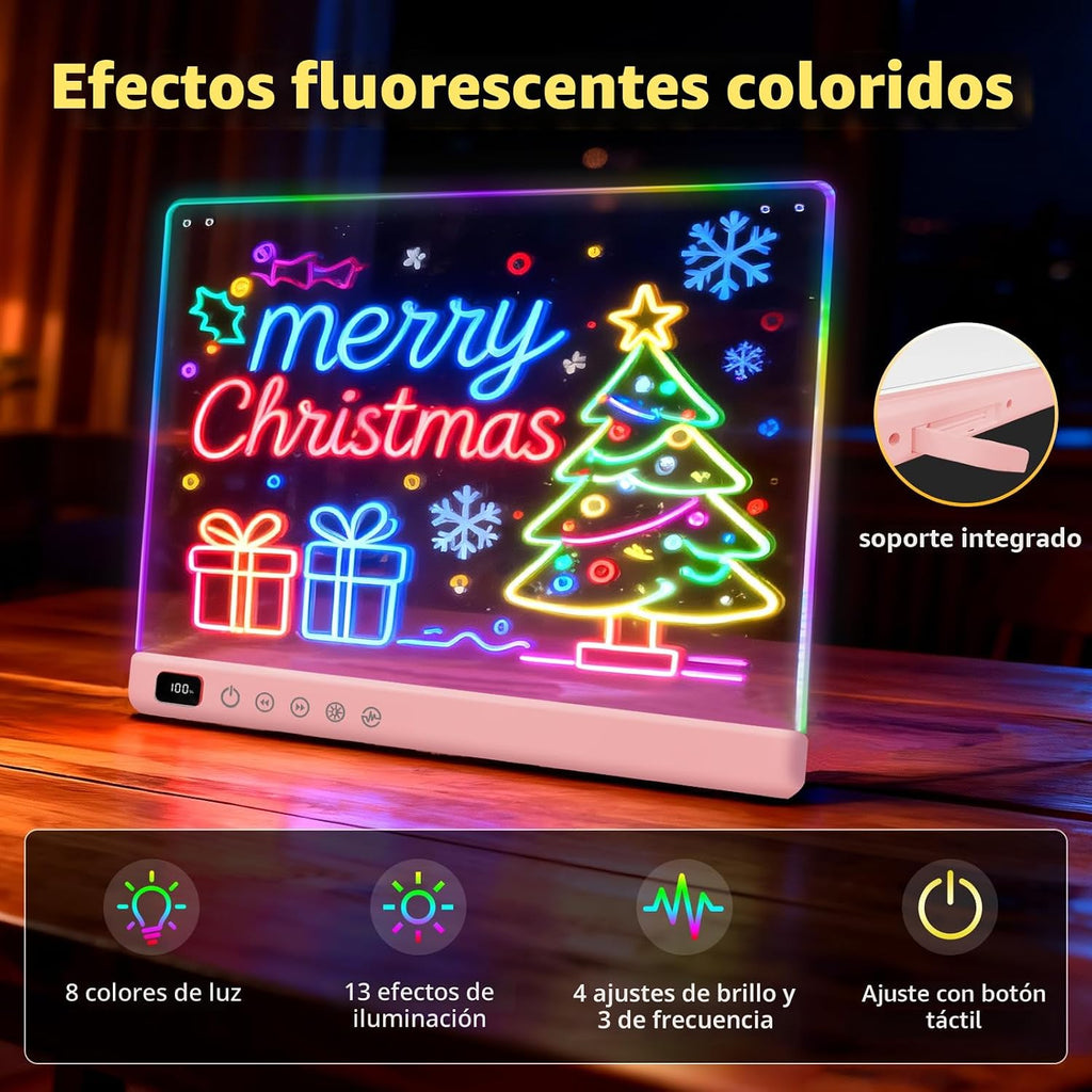 Tablero de dibujo LED con 13 efectos de luz, 16 pulgadas, recargable, para garabatos LED, con colores, tableta de dibujo con luz de neón, regalos para niños, ideas de regalo de Pascua