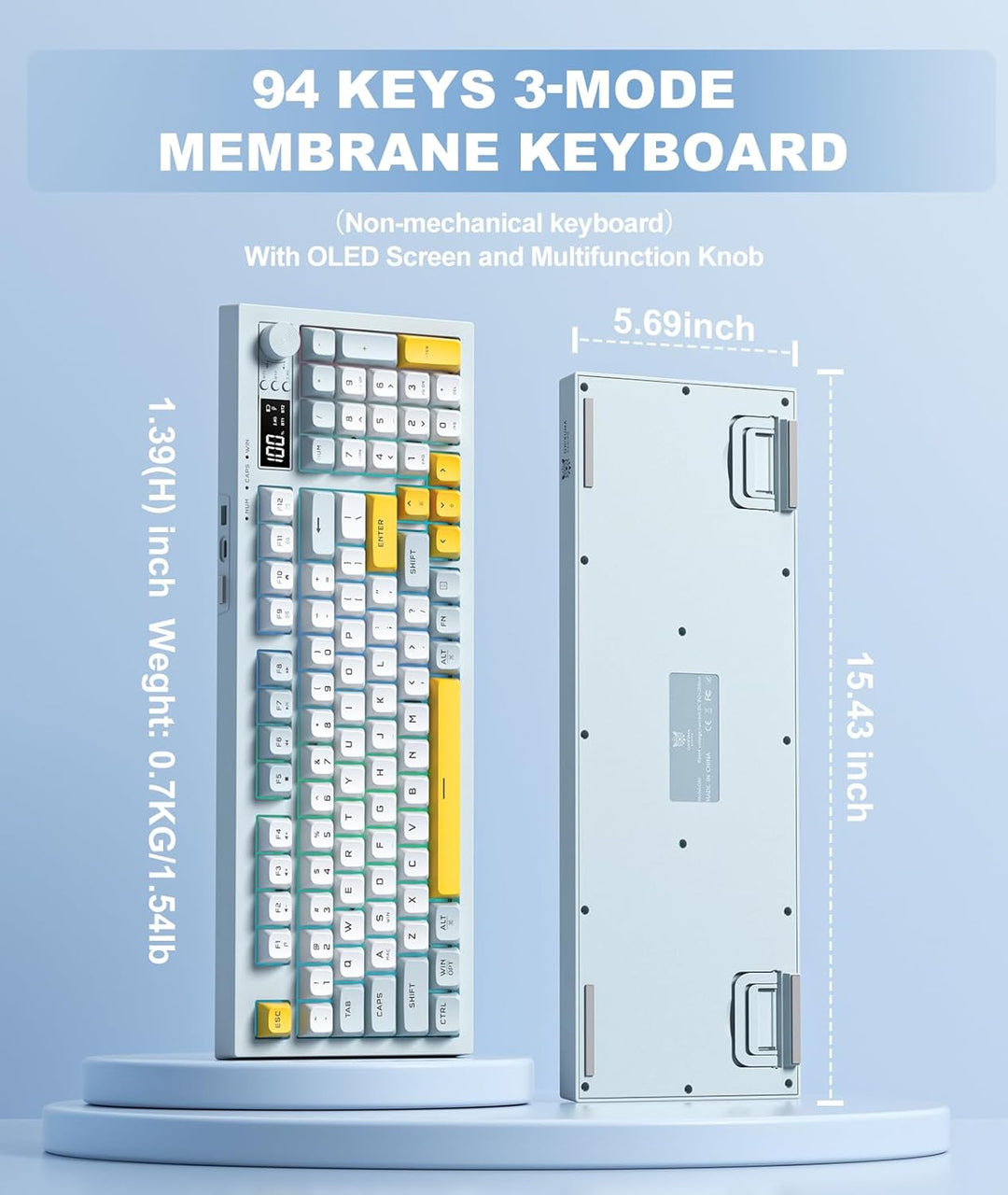 Membrana cremosa de teclado inalámbrico con retroiluminación arcoír...