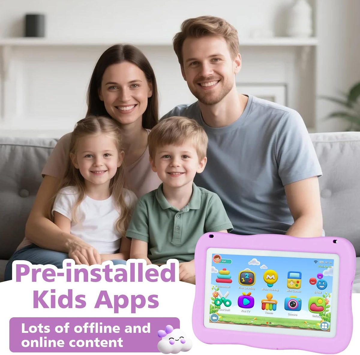 Tableta para niños de 32 GB para niños de 3 a 7 años con mucho cont...