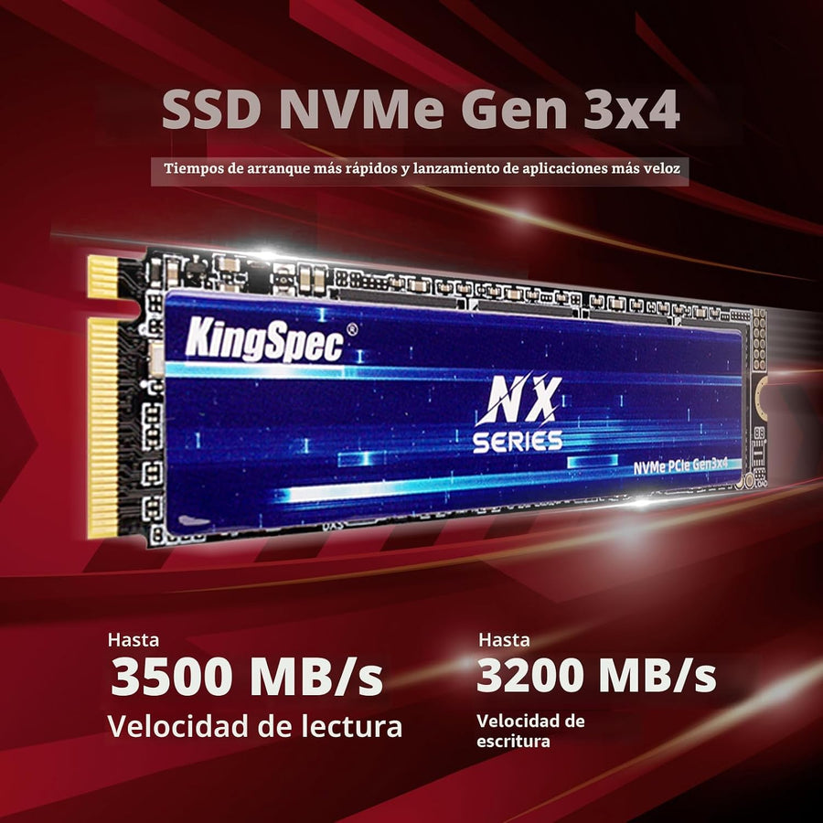 KingSpec Serie NX Gen3x4 NVMe M.2 SSD de 1 TB, hasta 3500 MB\/s, un...