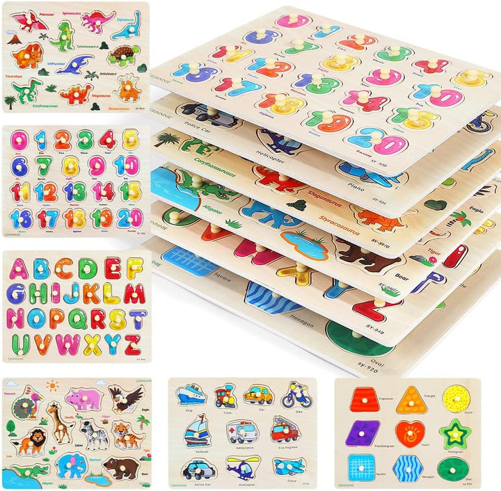 GRINNNIE - Rompecabezas de madera para niños pequeños