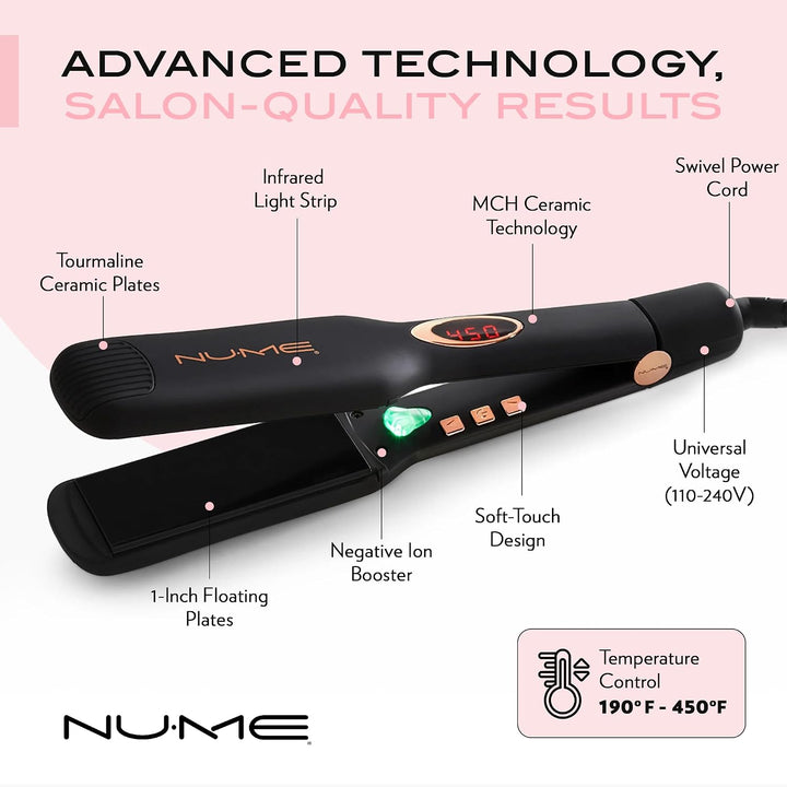 NuMe Megastar X - Plancha de turmalina para el cabello, plancha pla...