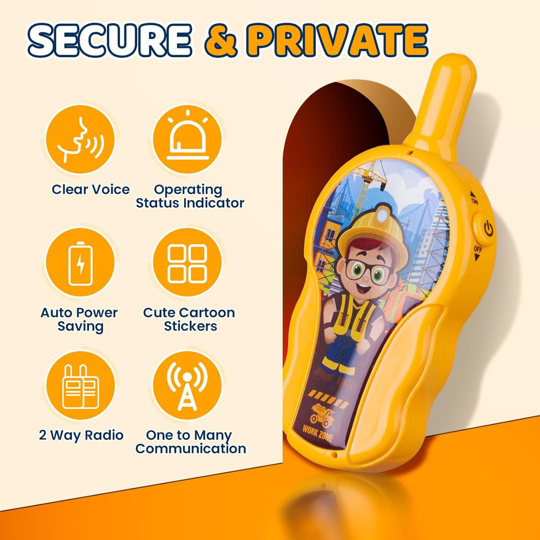 Walkie Talkies para niños, paquete de 2 unidades, tema de construcc...