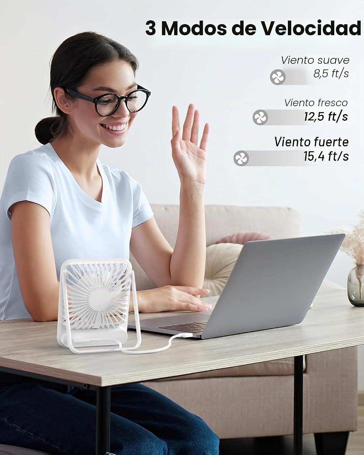 Koonie - Ventilador de escritorio USB, ventilador pequeño ultra sil...