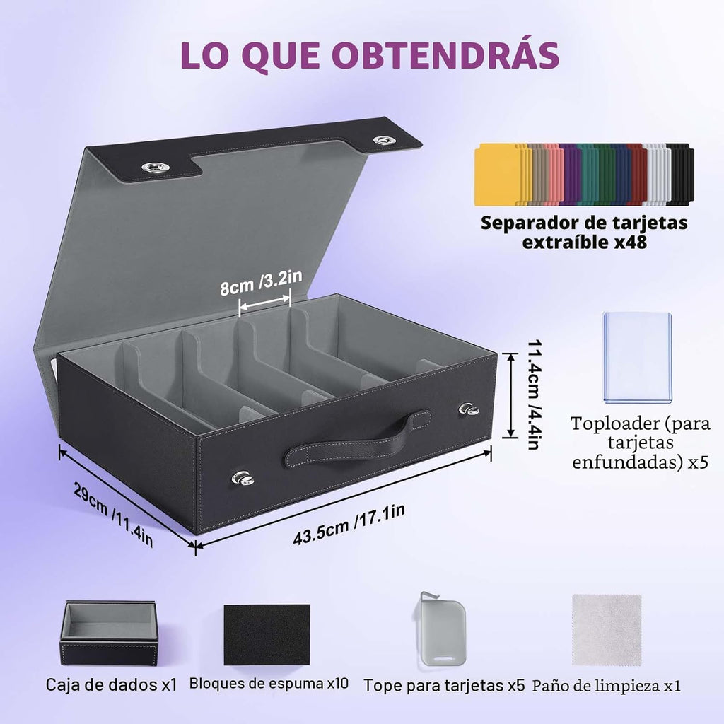 Caja de almacenamiento de cartas de intercambio UAONO con pantalla Commander, caja de cartas mágicas de 5 filas con asa y cerradura de aleación de aluminio para más de 3900 cartas sin funda, adecuada