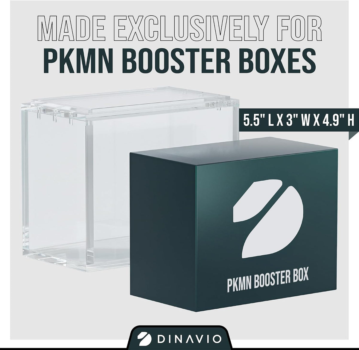 PKMN - Caja de refuerzo de acrílico apilable – 0.315 pulgadas + 0.197 pulgadas de acrílico ultra grueso con imanes fuertes N52 – Protector de caja de refuerzo PKMN – Compatible con cajas de refuerzo PKMN