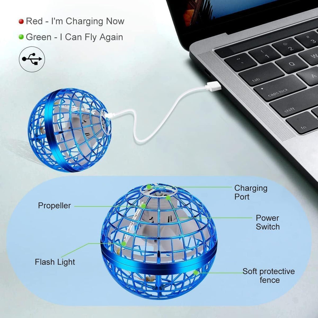 Juguete de bola de orbe volador, mini dron cósmico de mano flotante, hilanderos de mosca para niños y adultos, juguetes para interiores y exteriores, juguetes geniales con luces LED para