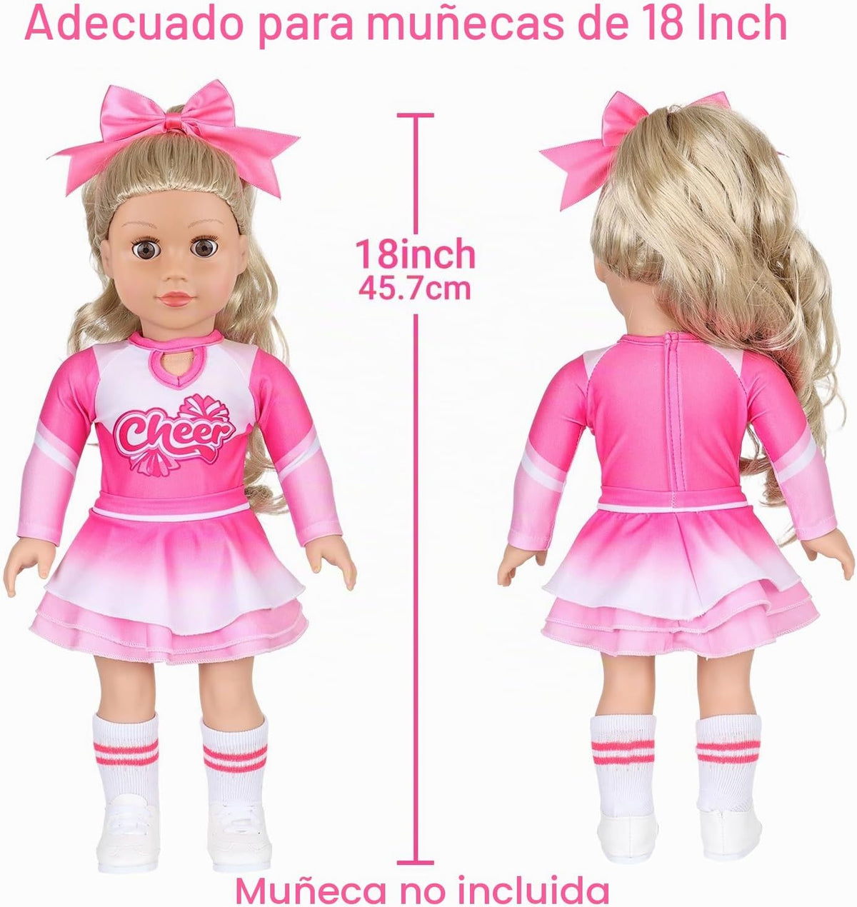 ZITA ELEMENT Ropa y Accesorios de Porrista Rosa para Muñeca de 18 pulgadas