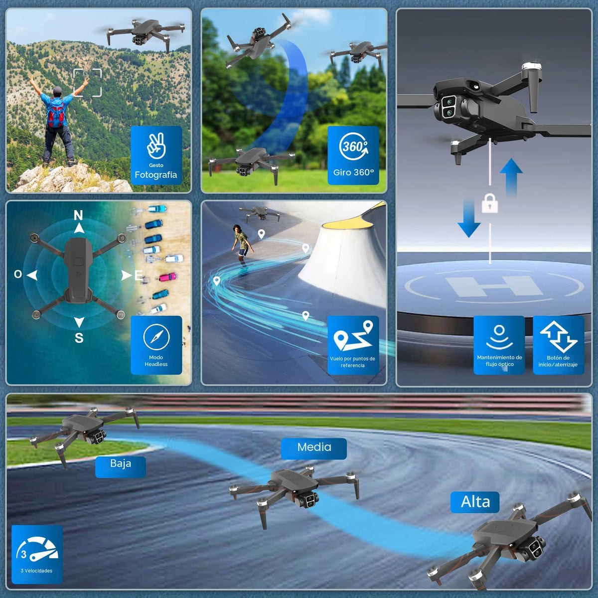 Dron con cámara para adultos, drones de motor sin escobillas para niños