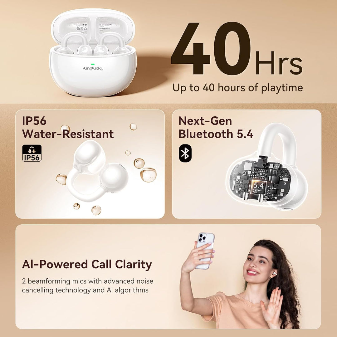 Kinglucky Auriculares con clip, ajuste cómodo y sonido cristalino,...