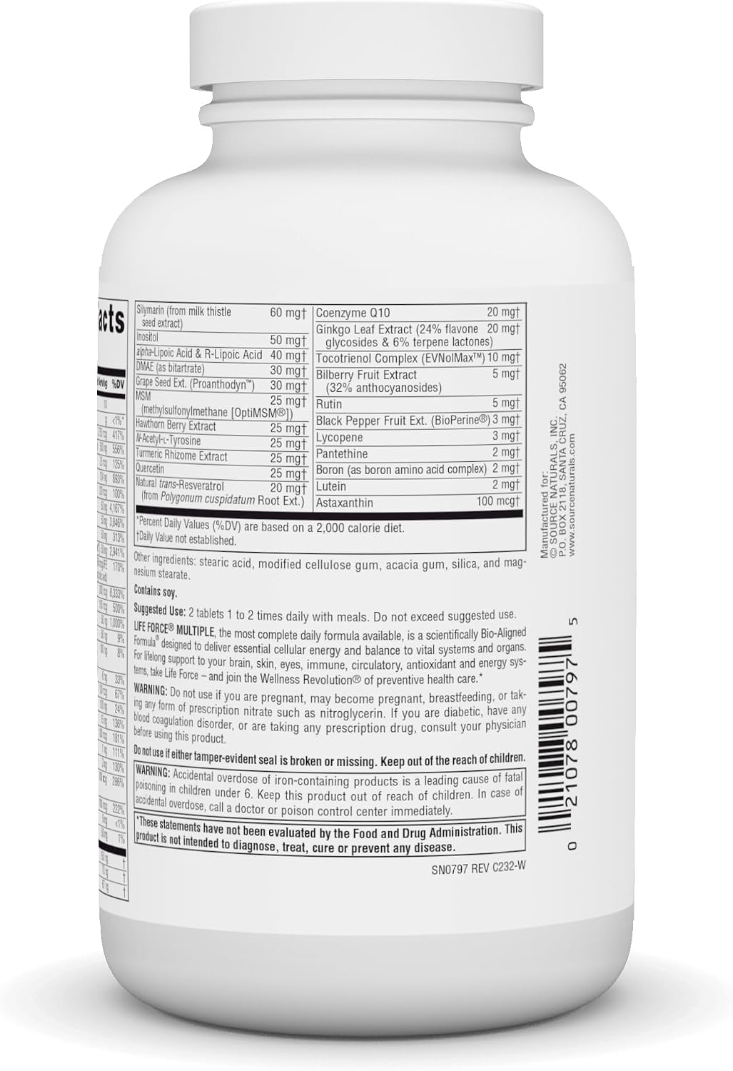 Source Naturals Life Force Multivitamínico diario múltiple Vitamina...