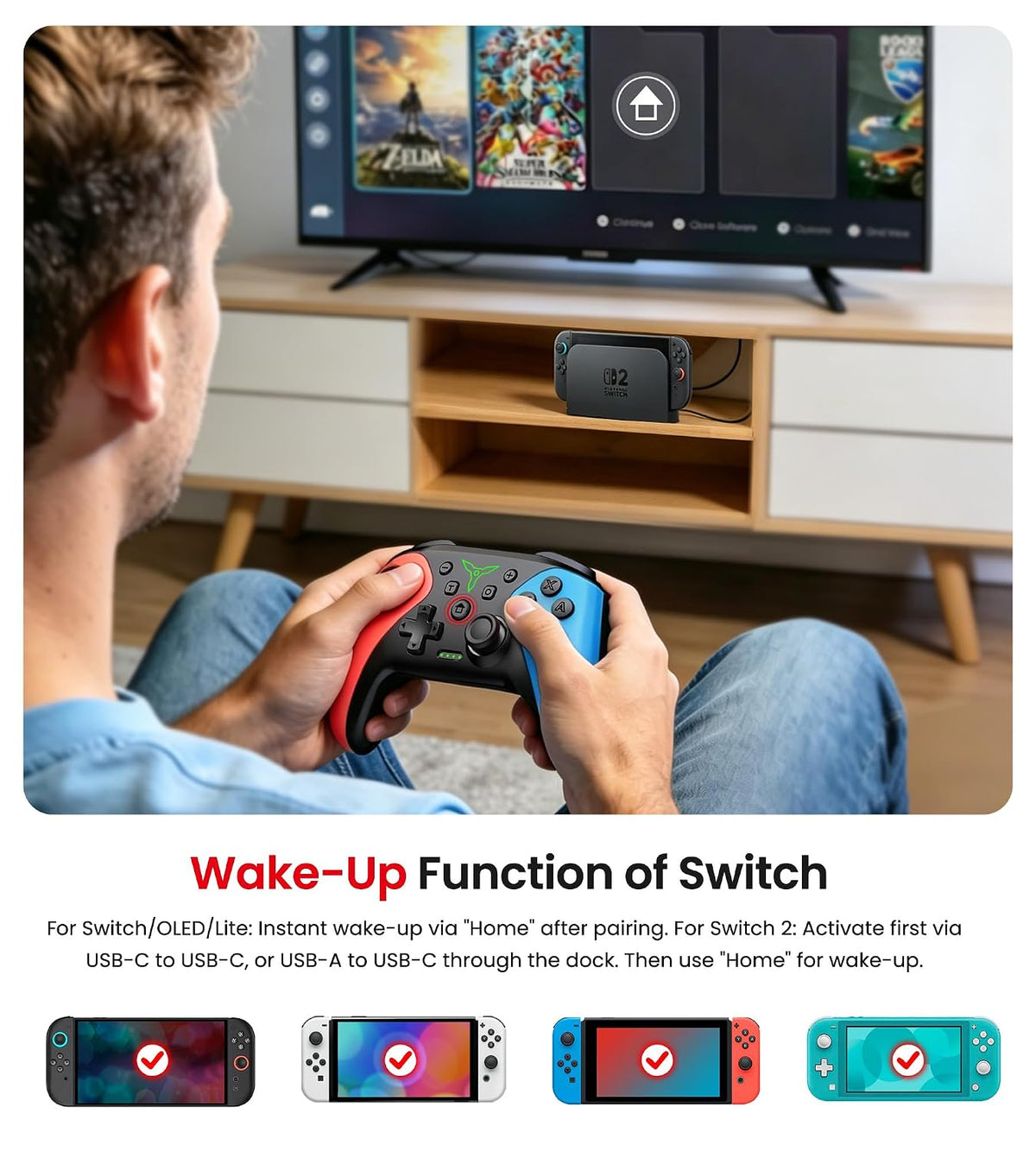 Controlador inalámbrico de cambio (Wireless Switch Controller) para Nintendo Switch/Switch 2/Lite/OLED, controlador Switch con sensación táctil de ratón en los botones traseros, Pro Controller extra con activación/despertar, programable