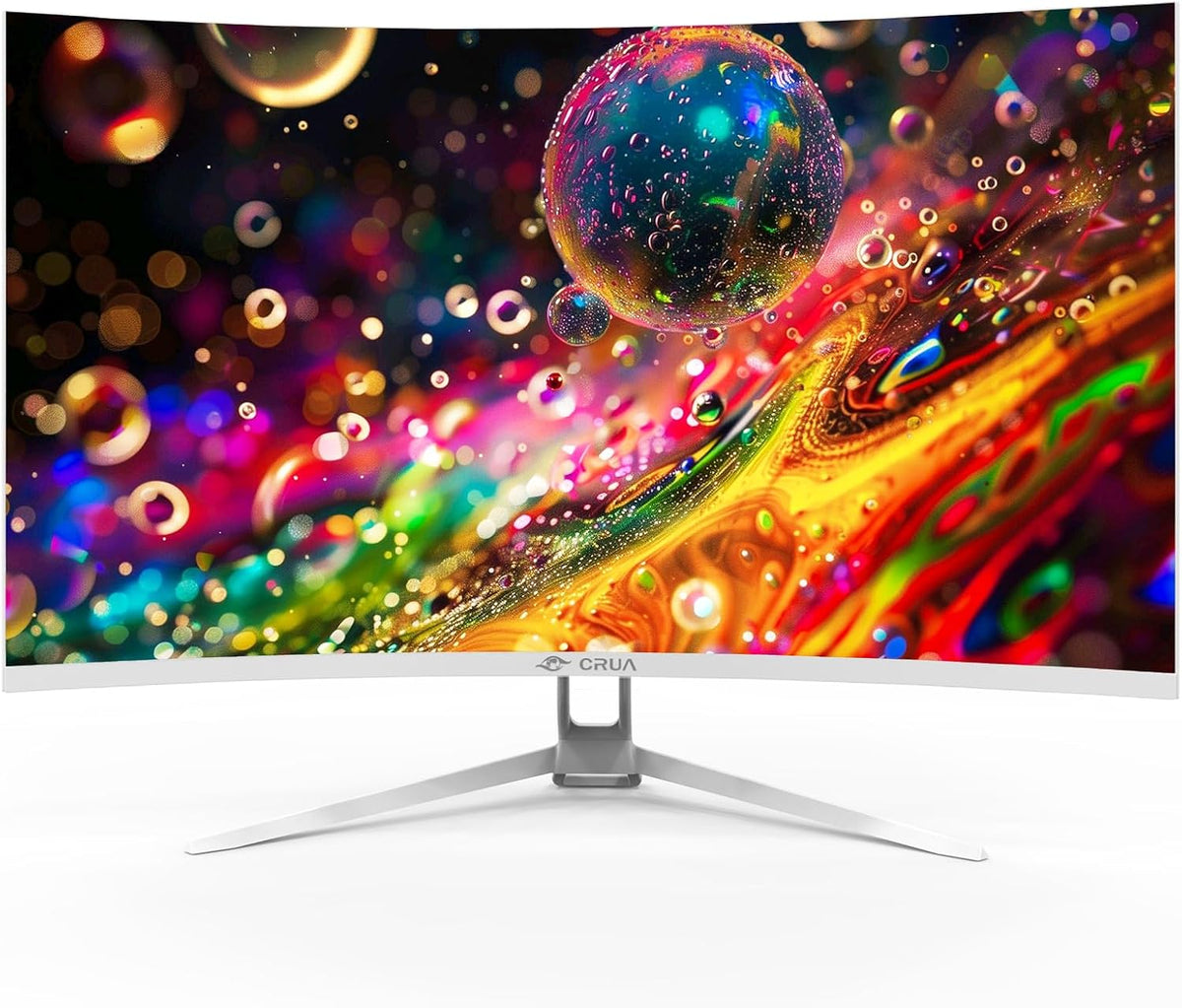 CRUA Monitor curvo blanco de 32 pulgadas, 4K UHD (3840 x 2160P) pan...