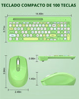 Colorido combo de teclado y mouse inalámbricos, teclas redondas, te...