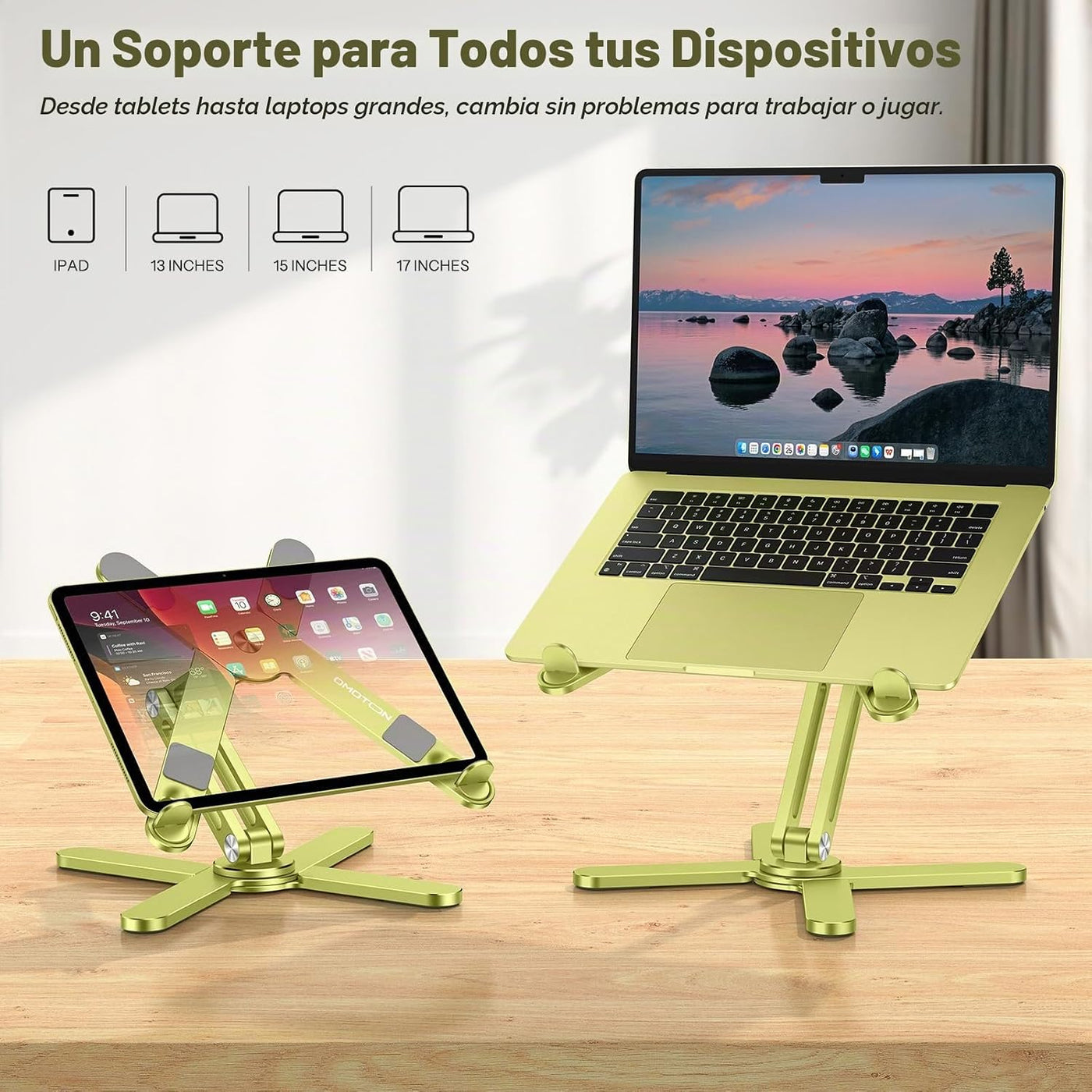 OMOTON Soporte elevador giratorio de 360° para computadora portátil...
