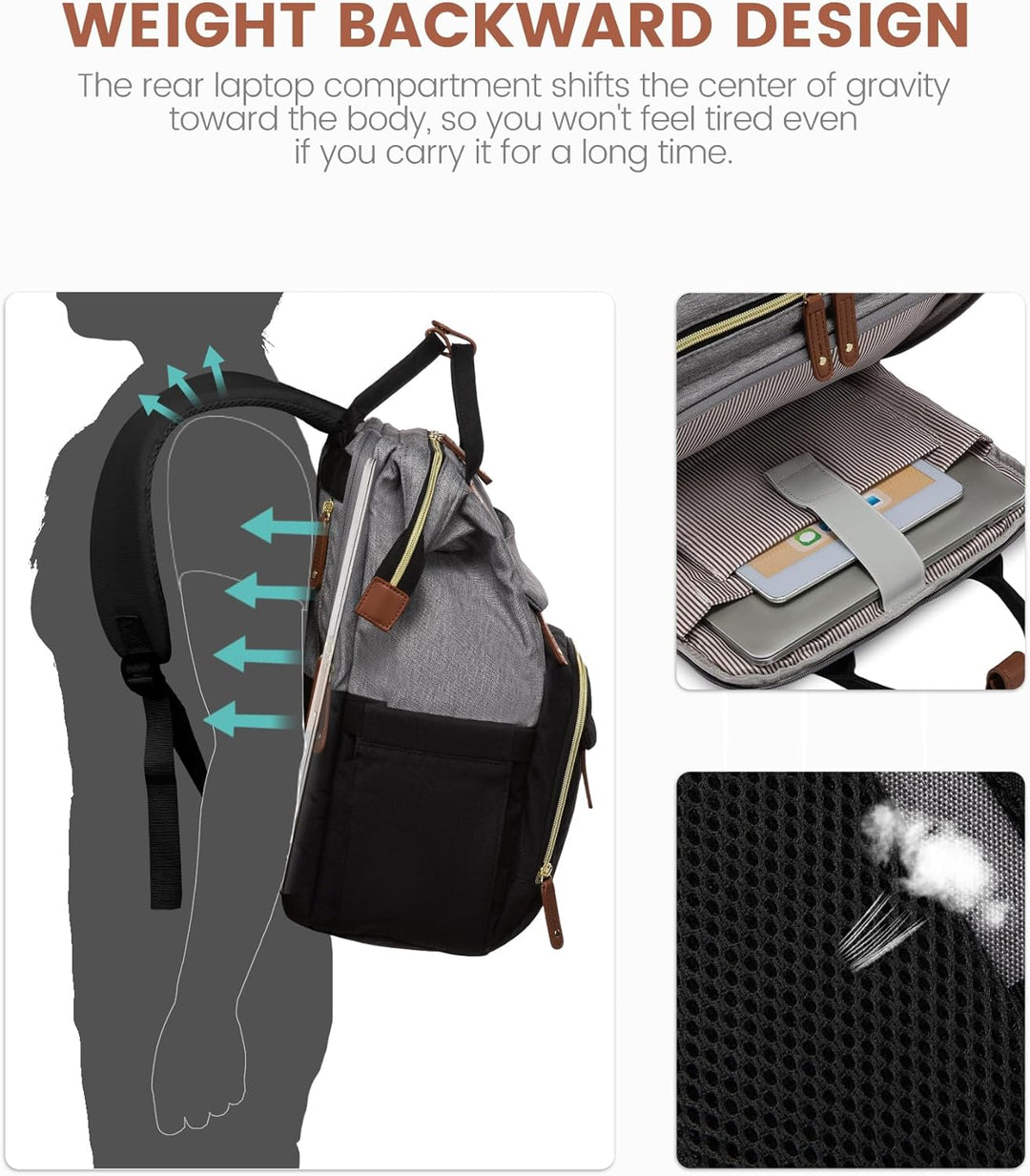 LOVEVOOK - Mochila para laptop de mujer, 15.6" impermeable, bol...