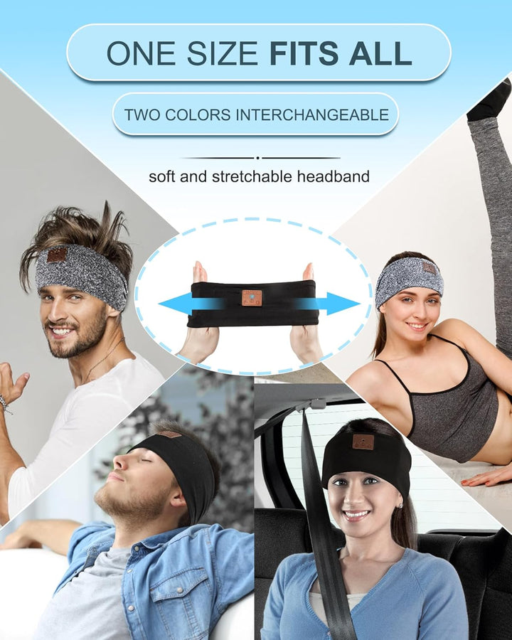 Mixiba Paquete de 2 auriculares para dormir, diadema con altavoz es...