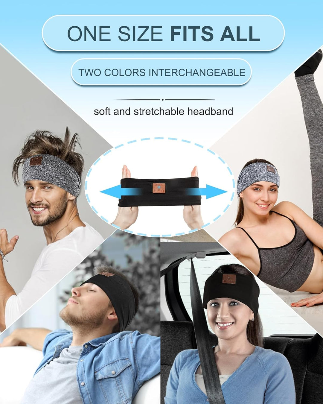 Mixiba Paquete de 2 auriculares para dormir, diadema con altavoz es...
