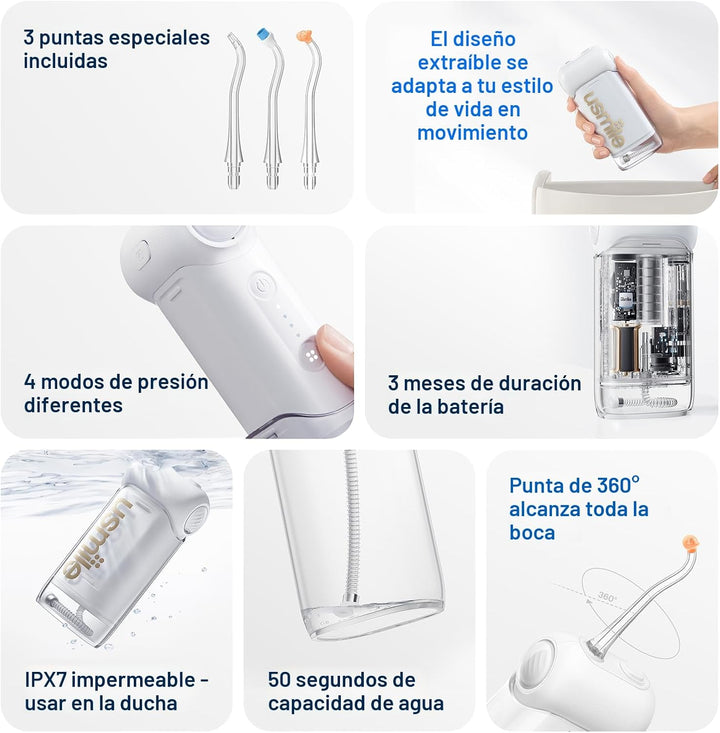 usmile C10 Hilo dental portátil \u2013 Apto para viajes, batería de...