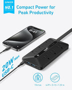 Anker Regleta con protector contra sobretensiones de 300J, extensor de