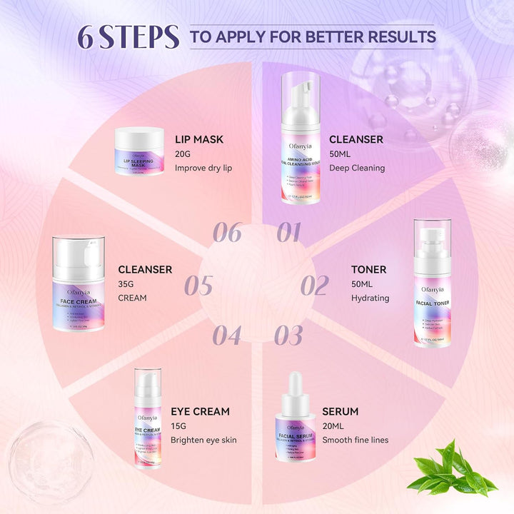 Juego de cuidado de la piel con retinol de colágeno, 6 piezas antie...