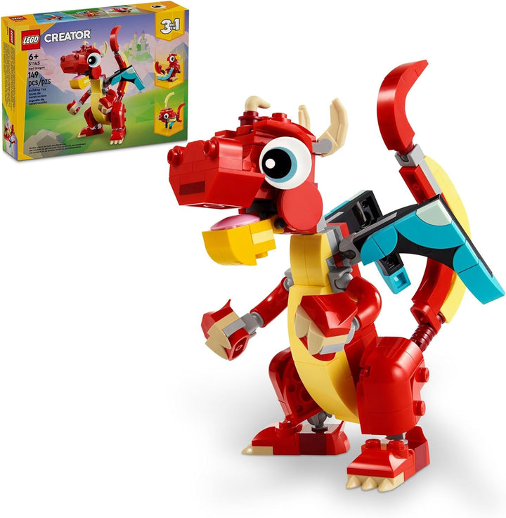 LEGO Creator 31145 - Juguete de dragón rojo 3 en 1 se
