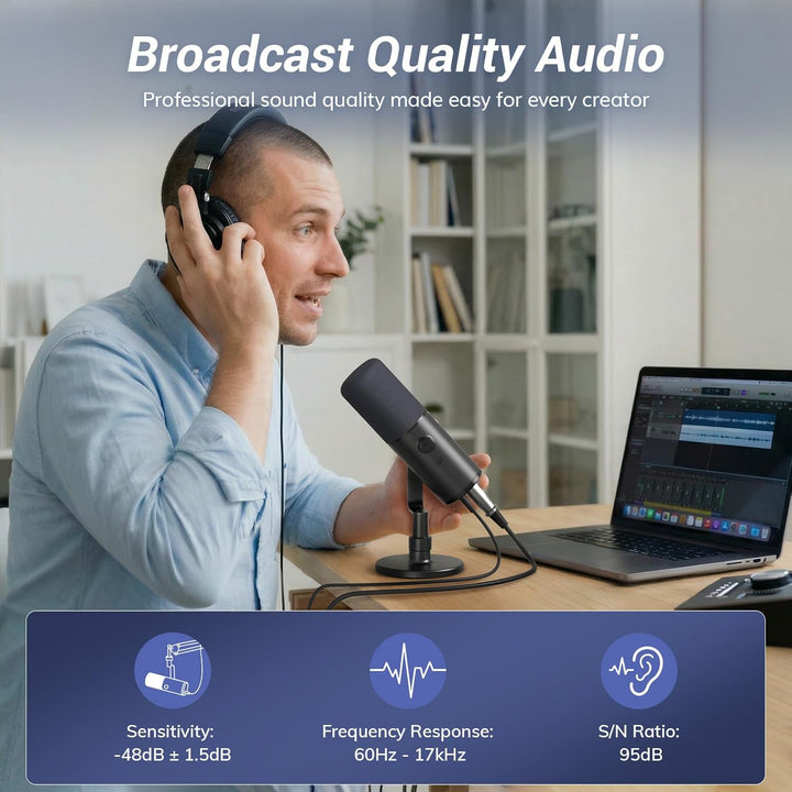 TONOR Micrófono dinámico de podcast para estudio, micrófono cardioi...