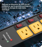 CCCEI Regleta de protección contra sobretensiones de alta resistencia con interruptores individuales de 20 amperios. Extensor industrial GFCI de múltiples tomas de corriente Cable de extensión de
