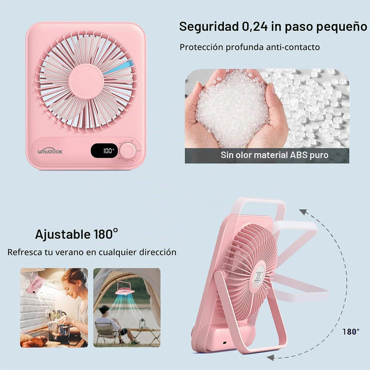 WHATOOK Paquete de 2 Ventiladores de Escritorio Pequeños: Batería d...