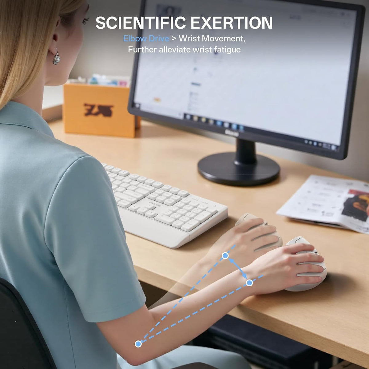 PHILIPS Ratón ergonómico - Ratón vertical con DPI ajustable de 800\...