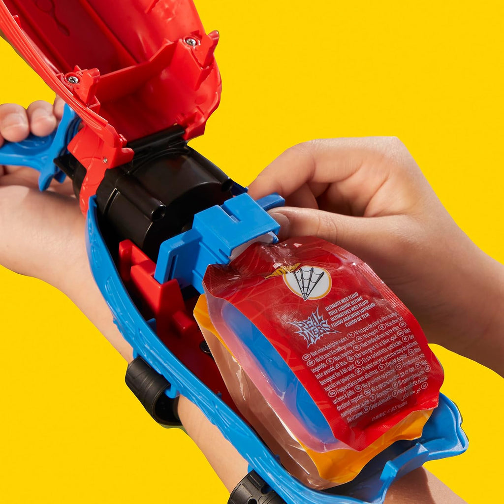 Marvel Spider-Man Real Webs Ultimate Web Blaster, lanzador 2 en 1, juguete de juego de rol, disfraz de Spider-Man, juguetes de Spider-Man para niños de 5 años en adelante