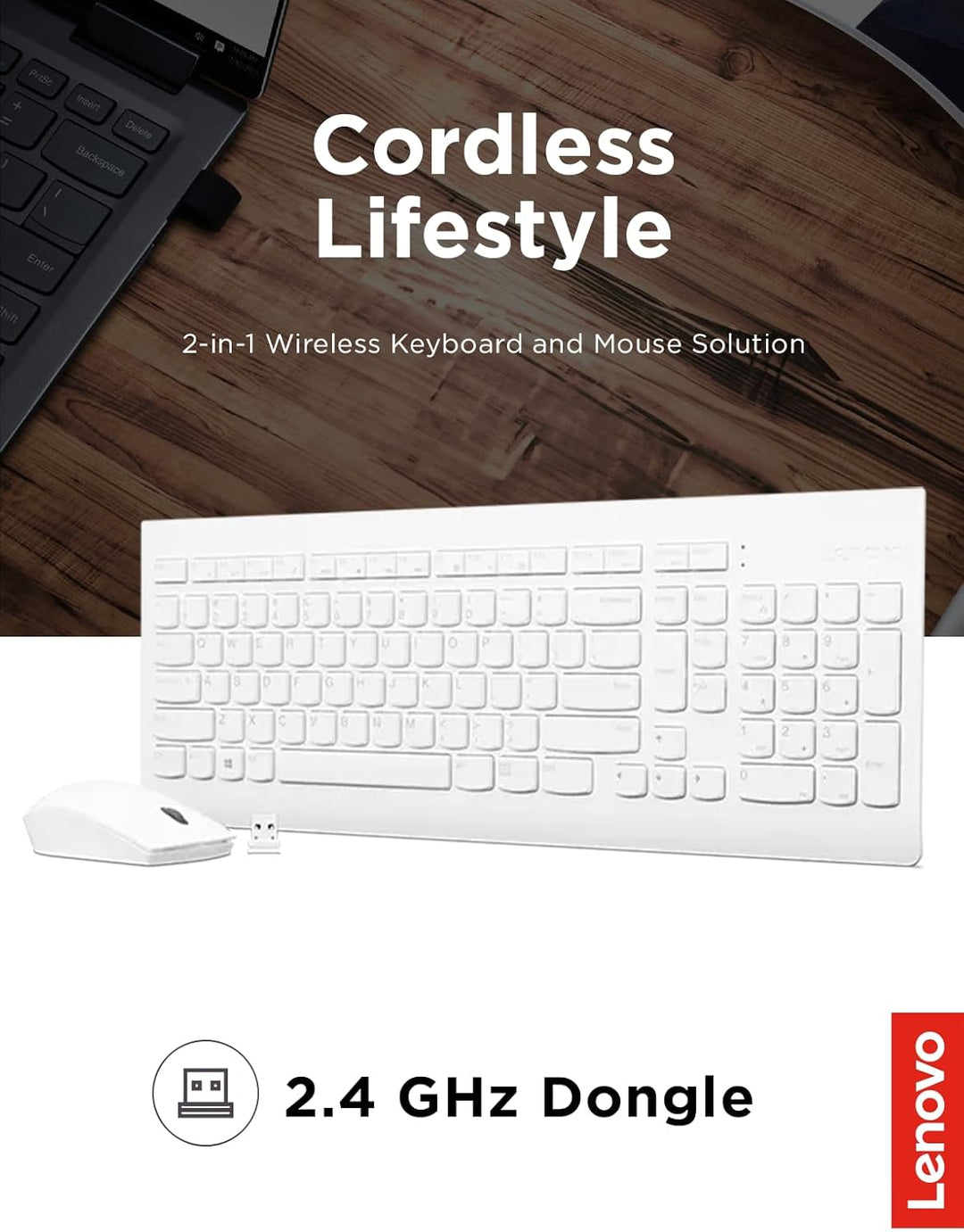 Lenovo 510 Combo inalámbrico con receptor USB de 2.4 GHz, teclado d...