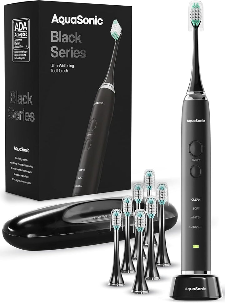 Cepillo de dientes AquaSonic Black Series, ultrablanqueador, 8 cabe...
