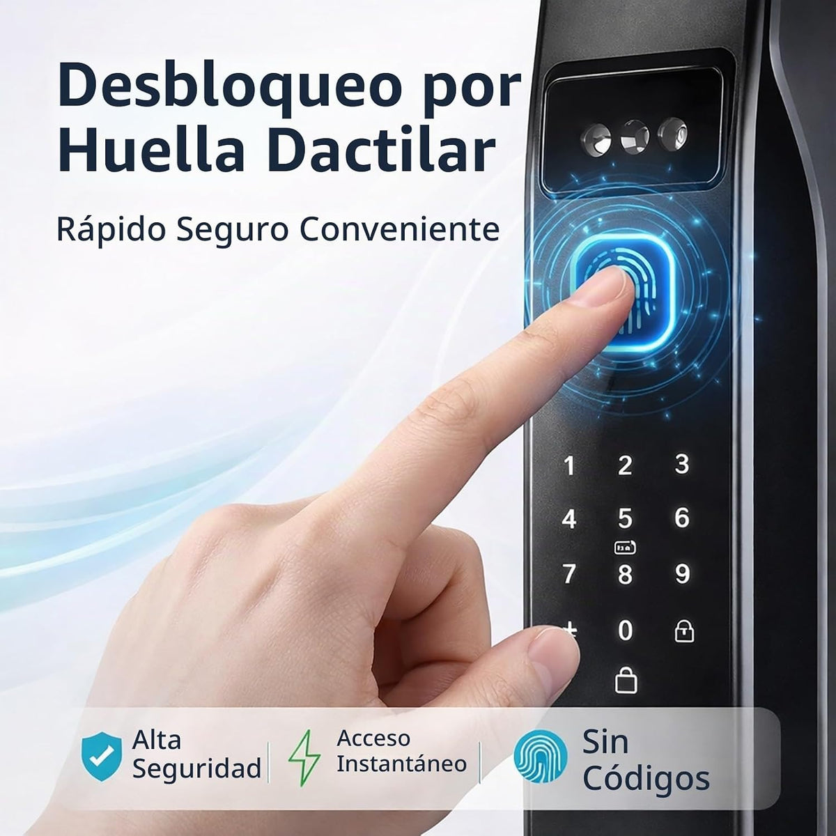 Cerradura de puerta inteligente de reconocimiento facial 3D con portero de video, acceso remoto a la aplicación Tuya, desbloqueo biométrico de huellas dactilares y palma, cerradura de mortaja de