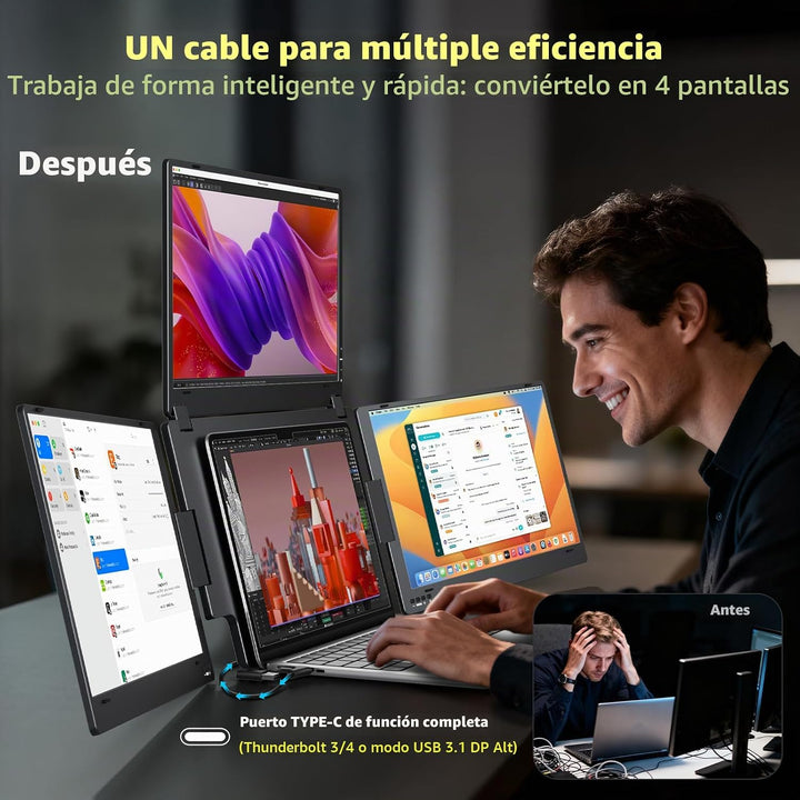 KYY Extensor de pantalla para laptop, monitor portátil cuádruple de...